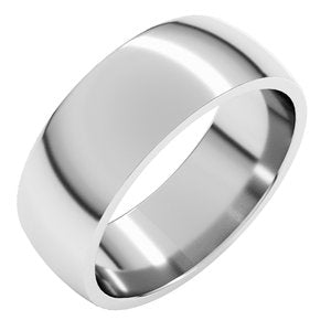 Sterling Silver 7 mm Lightweight Comfort-Fit Half Round Band Size 8