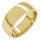 14K Yellow 7 mm Lightweight Comfort-Fit Half Round Band Size 17