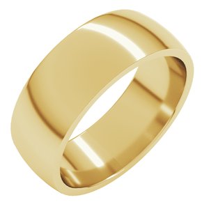 14K Yellow 7 mm Lightweight Comfort-Fit Half Round Band Size 17