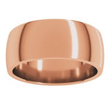 10K Rose 8 mm Lightweight Comfort-Fit Half Round Band Size 12