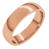 10K Rose 5 mm Half Round Comfort Fit Light Band Size 9.5