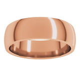18K Rose 6 mm Lightweight Comfort-Fit Half Round Band Size 12.5