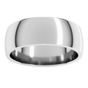 Platinum 7 mm Lightweight Comfort-Fit Half Round Band Size 13.5