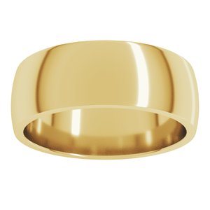 14K Yellow 7 mm Lightweight Comfort-Fit Half Round Band Size 17