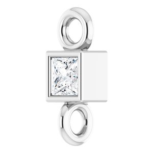 18K White .035 CT Natural Diamond Link