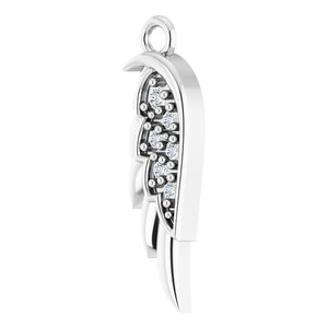 14K White .015 CTW Natural Diamond Left Angel Wing Dangle