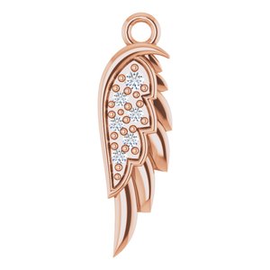 14K Rose .015 CTW Natural Diamond Right Angel Wing Dangle