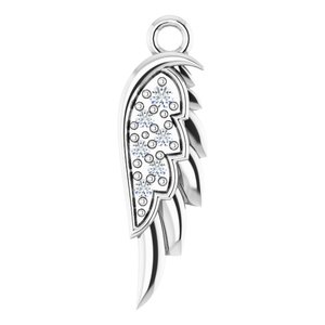 14K White .015 CTW Natural Diamond Right Angel Wing Dangle