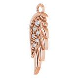 14K Rose .015 CTW Natural Diamond Right Angel Wing Dangle