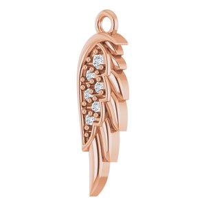 14K Rose .015 CTW Natural Diamond Right Angel Wing Dangle