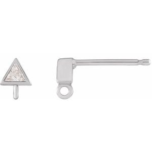 14K White .06 CT Natural Diamond Bezel-Set Earring Top
