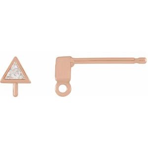 14K Rose .06 CT Natural Diamond Bezel-Set Earring Top