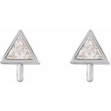 14K White .06 CT Natural Diamond Bezel-Set Earring Top