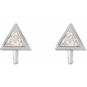 Platinum .06 CT Natural Diamond Bezel-Set Earring Top