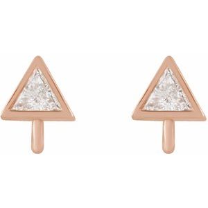 14K Rose .06 CT Natural Diamond Bezel-Set Earring Top