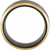 18K Yellow Gold PVD Black Titanium 8 mm Stepped-Edge Comfort-Fit Flat Band Size 5
