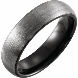 Black PVD Tungsten 6 mm Comfort-Fit Half Round Band Size 8