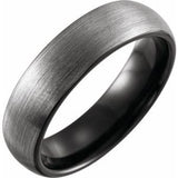 Black PVD Tungsten 6 mm Comfort-Fit Half Round Band Size 9.5