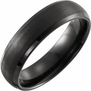 Black PVD Tungsten 6 mm Beveled-Edge Comfort-Fit Band Size 9.5