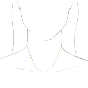 14K Yellow Off-Center Sideways Cross 16" Necklace