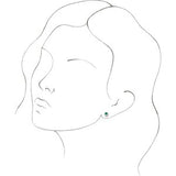 14K White Lab-Grown Emerald & 1/6 CTW Natural Diamond Earrings