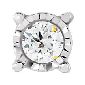 14K White 1.75 mm Round .02 CT Natural Diamond Basket Setting