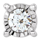 14K White 2.1 mm Round .04 CT Natural Diamond Basket Setting