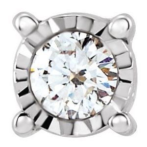 14K White 2.1 mm Round .04 CT Natural Diamond Basket Setting