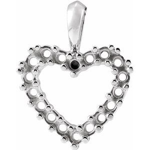 10K White 1.7 mm Round Accented Heart Pendant Mounting