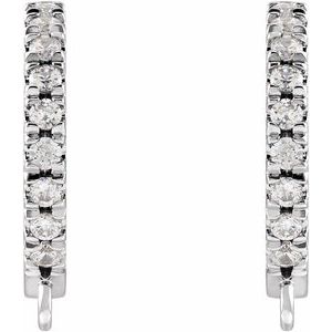 Platinum .04 CTW Natural Diamond French-Set Hoop Earring Top