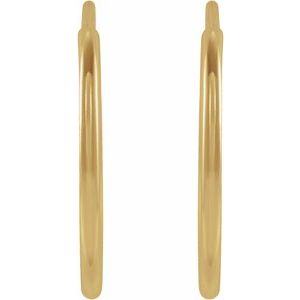 14K Yellow Flexible Endless Tube 15 mm Hoop Earrings