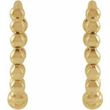 14K Yellow Beaded 11 mm Hoop Earrings