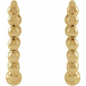14K Yellow Beaded 11 mm Hoop Earrings