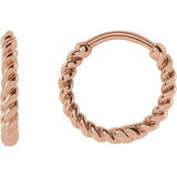 14K Rose Rope 11 mm Hoop Earrings