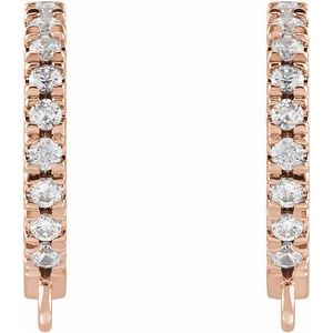 14K Rose .04 CTW Natural Diamond French-Set Hoop Earring Top
