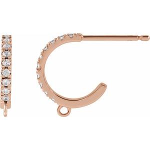 14K Rose .04 CTW Natural Diamond French-Set Hoop Earring Top