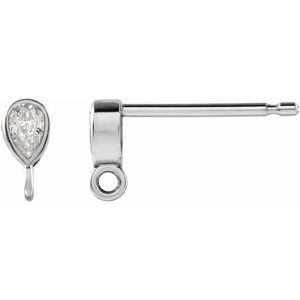 Platinum .05 CT Natural Diamond Bezel-Set Earring Top