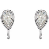 Platinum 1/10 CT Natural Diamond Bezel-Set Earring Top