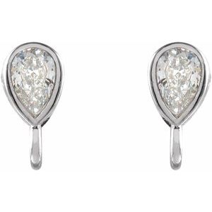 Platinum .05 CT Natural Diamond Bezel-Set Earring Top