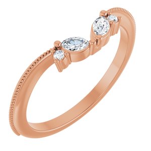 14K Rose 1/8 CTW Natural Diamond Contour Band