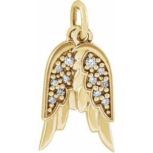 14K Yellow .03 CTW Natural Diamond Angel Wings Pendant