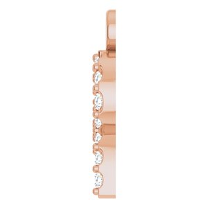 14K Rose .06 CTW Natural Diamond Initial R Dangle