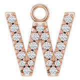 14K Rose .08 CTW Natural Diamond Initial W Dangle