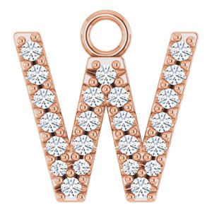 14K Rose .08 CTW Natural Diamond Initial W Dangle