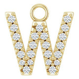 14K Yellow .08 CTW Natural Diamond Initial W Dangle