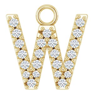 14K Yellow .08 CTW Natural Diamond Initial W Dangle