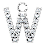 14K White .08 CTW Natural Diamond Initial W Dangle