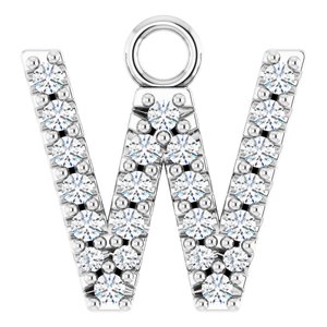 14K White .08 CTW Natural Diamond Initial W Dangle