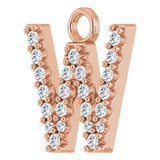 14K Rose .08 CTW Natural Diamond Initial W Dangle