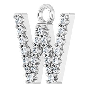 14K White .08 CTW Natural Diamond Initial W Dangle